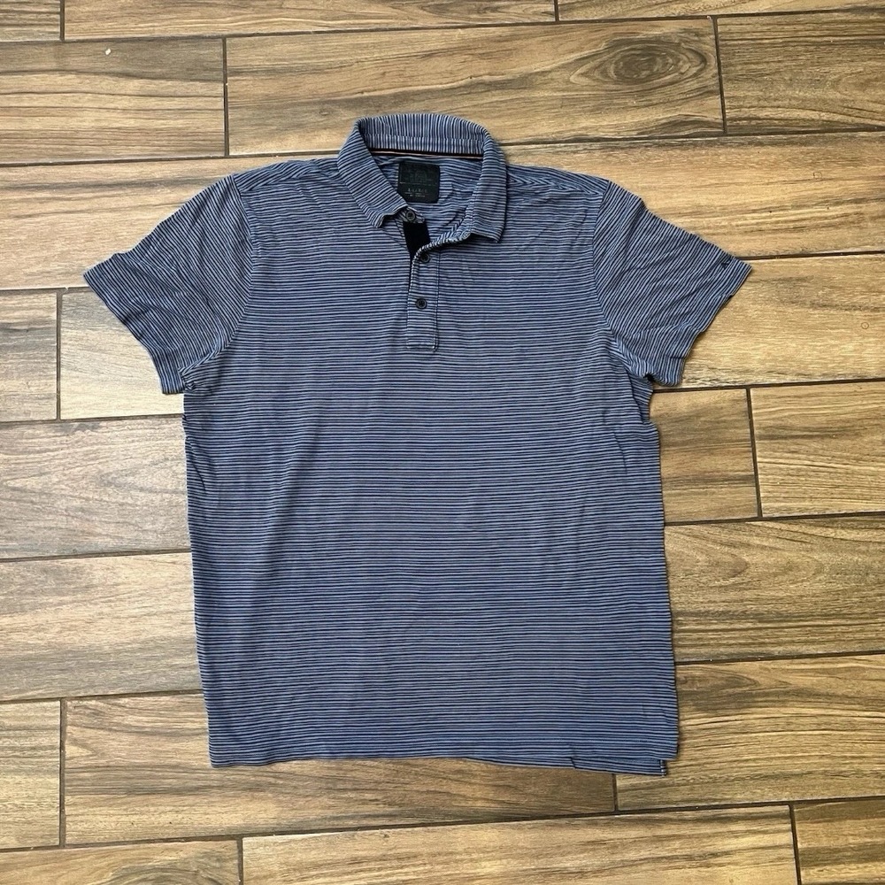 Abercrombie Fitch Polo Shirt Mens XL Blue Striped Short Sleeve Casual Stretch